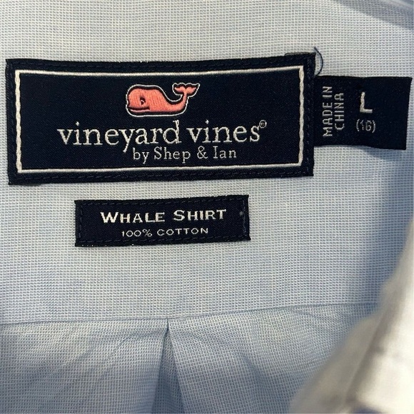 Vineyard Vines Boy’s Whale Logo Blue Long Sleeve Button-Up Shirt L - Picture 6 of 13